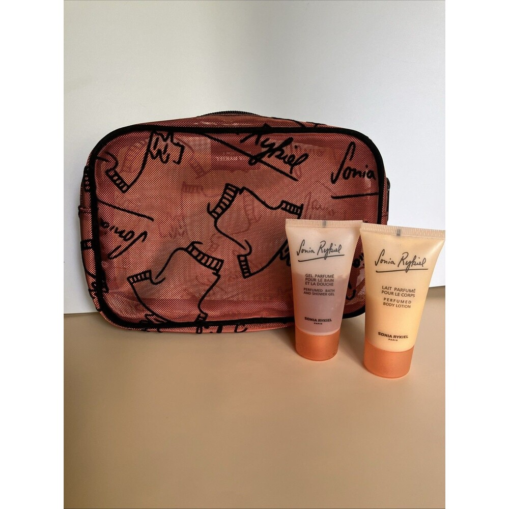 New Sonia Rykiel Cosmetic Bag, Perfumed Bath Shower Gel, Lotion, Travel, Gift